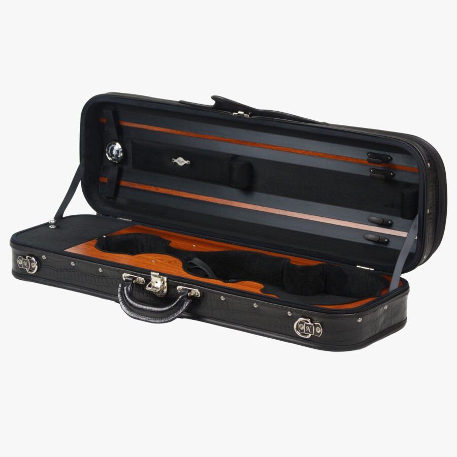 Lord Croco Leather Wooden Violin Case Black Croco