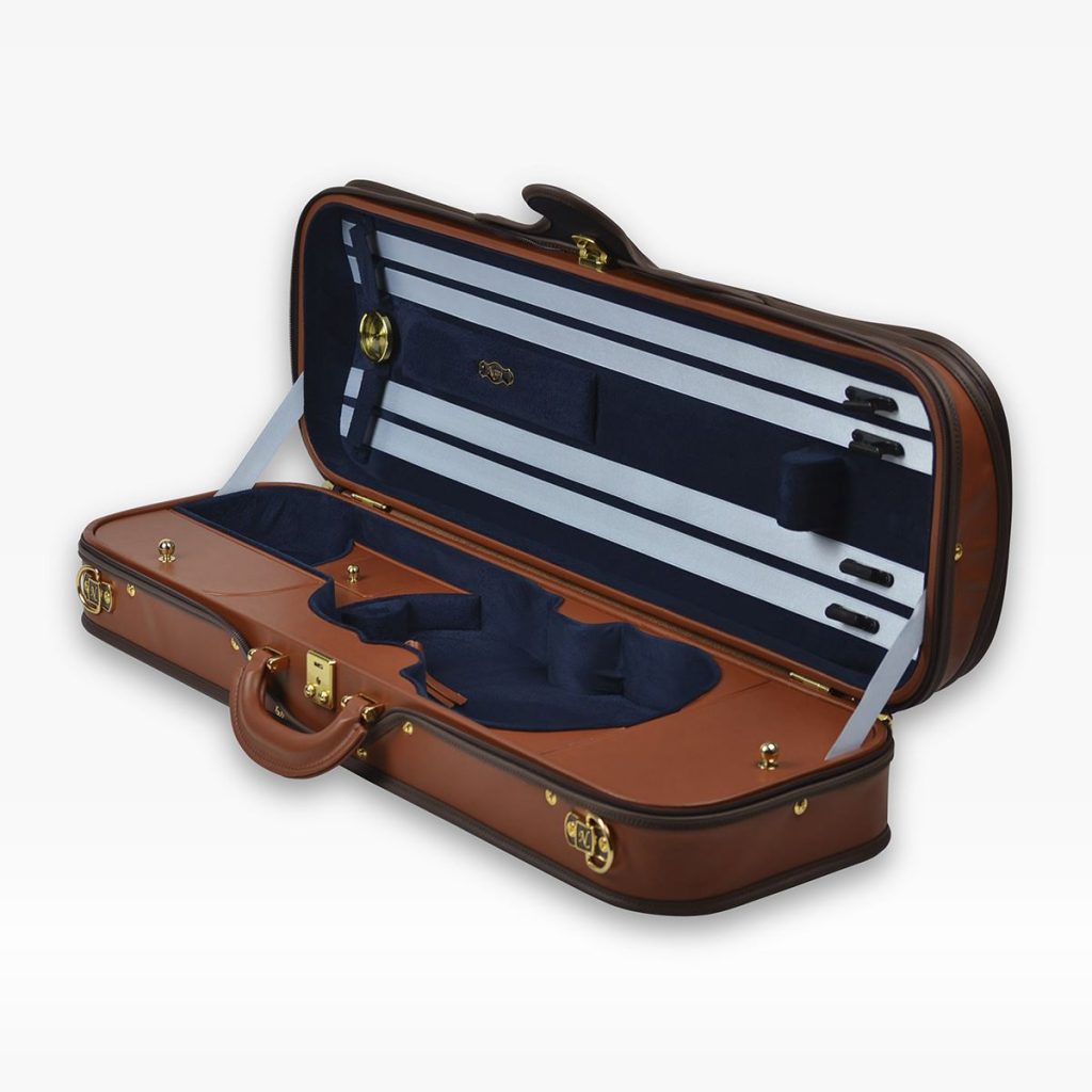 Diplomat Wooden Violin Case Cognac Brown Leather and Olive Green ...