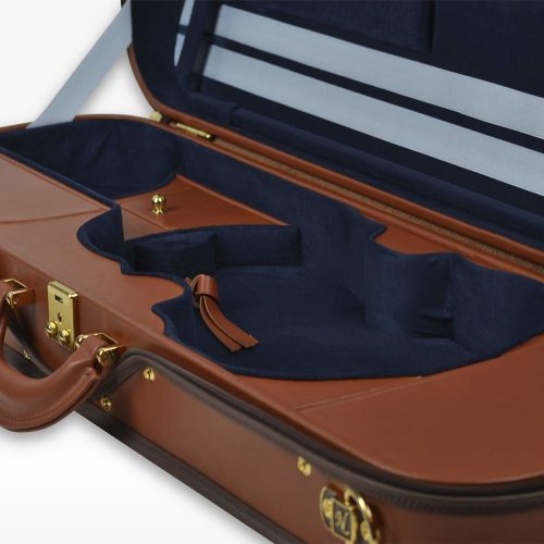 Negri Cases Diplomat Cognac Brown Leather and Navy Blue