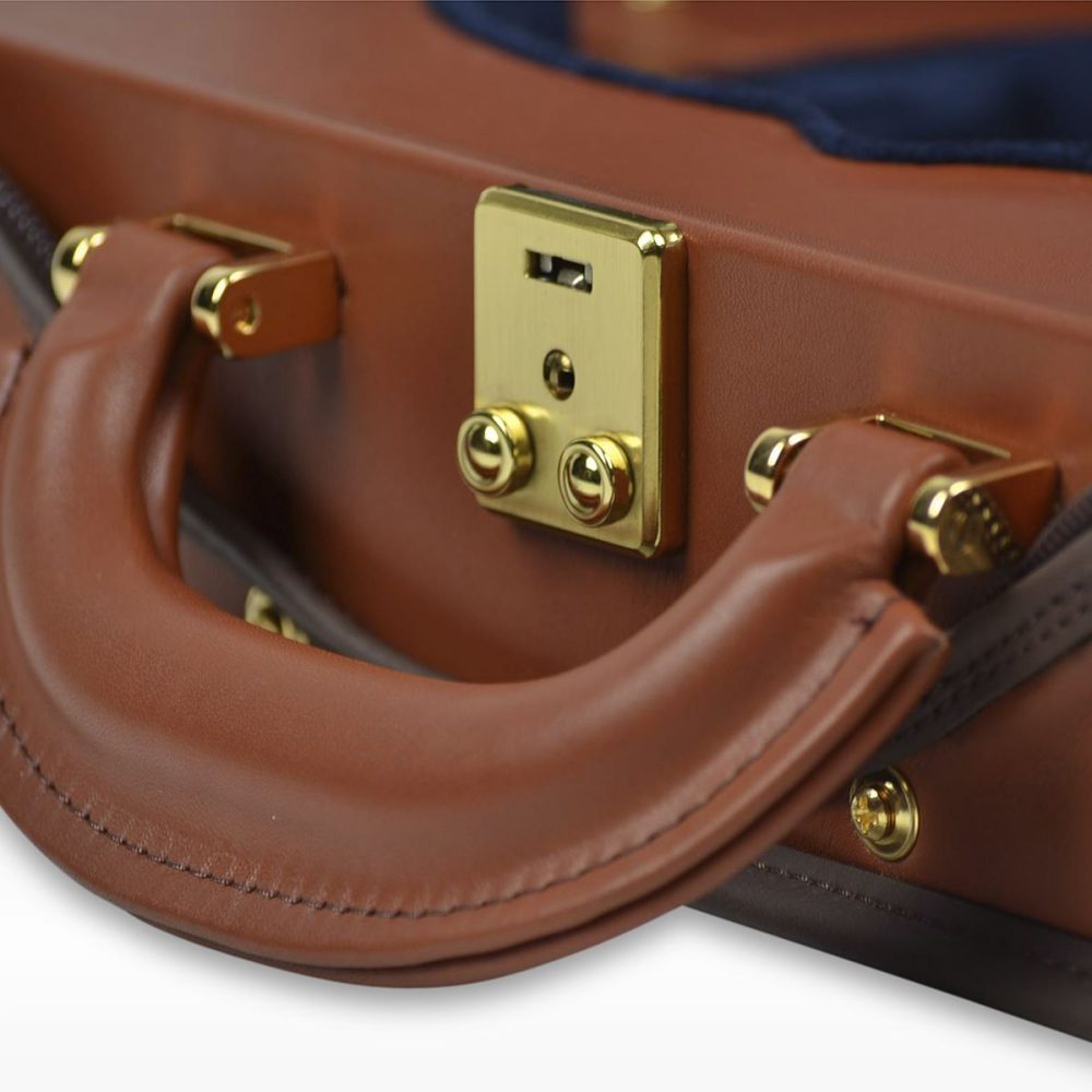 Negri Cases Diplomat Cognac Brown Leather and Navy Blue