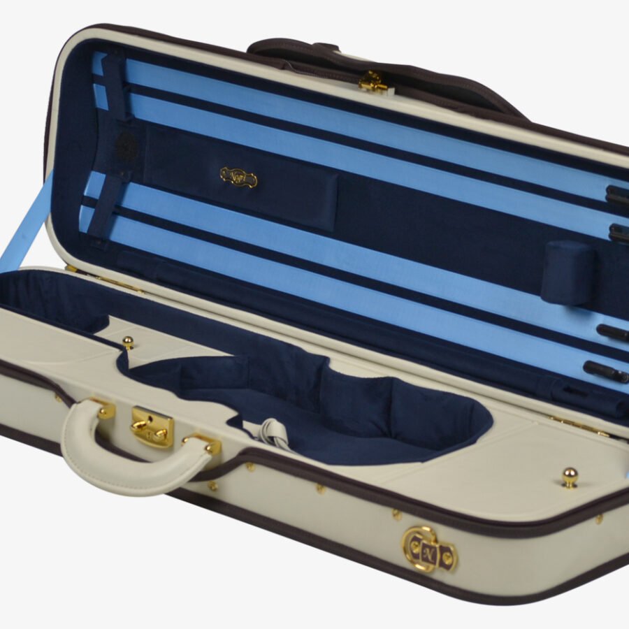 Diplomat, beiges Leder außen, Marineblau